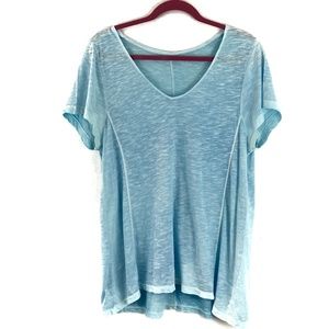 J.Jill baby blue cotton sun-bleached slub tee L